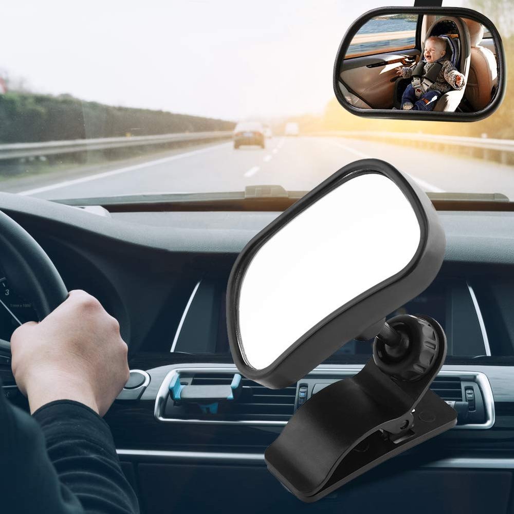 1Pc Baby Car Mirror, Adjustable Baby Child Backseat Rear View Safety Mirror With Suction Cup Clip, Black ABS Acrylic Rear Facing Seat Mirror for Infant Toddler Child