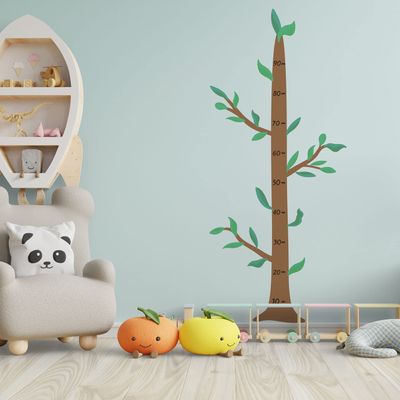Kids Bedroom Nursery Growth Chart Tree Decoration Multicolored Height Measuring Scale Design Vinyl Adhesive Wall Decal - 20" x 44" Home Living Room Easy To Apply Height Tree Wall Sticker