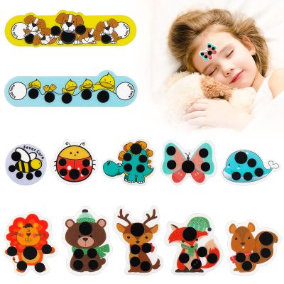 12 pcs Stick-on Fever Indicator Forehead Fever Kids Cartoon Stickers Temperature Fever Patch