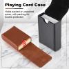 2 Pieces Single Deck PU Leather Playing Card Case Holder Black Brown Deck Holder Playing Card Holders for Adults Box Protector Poker Case Fits Poker and Bridge Size for 3.54x 2.36 Inch Gard view 3