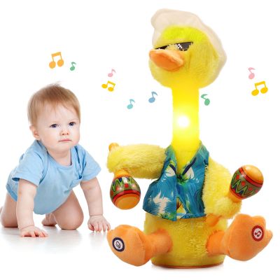 Talking Dancing Duck Toy, Repeating What You Say, Mimicking Toy Dancing Duck Baby Toys for Infants, Singing Duck Stuffed Animal Plush Toys, Baby Toys 6-12 Months Musical Interactive Tummy Time Gifts