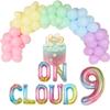 JOYMEMO On Cloud 9 Birthday Decorations for Girls Pastel Rainbow Balloon Garland Arch Kit On Cloud 9 Cake Topper/Balloon Banner for Sky Theme 9th Birthday Party Supplies view 1