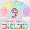 JOYMEMO On Cloud 9 Birthday Decorations for Girls Pastel Rainbow Balloon Garland Arch Kit On Cloud 9 Cake Topper/Balloon Banner for Sky Theme 9th Birthday Party Supplies view 4