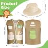 Coume 12 Pcs Safari Hats and Vest Safari Dress Costume Include 6 Plastic Explorer Hats and 6 Jungle Vest Party Supplies for Theme Jungle Party Birthday Halloween Decorations view 3