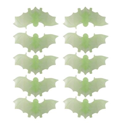 10 Realistic Plastic Fake Bats - Spooky Wall Decor for Halloween Trick Decoration Supplies (Green)