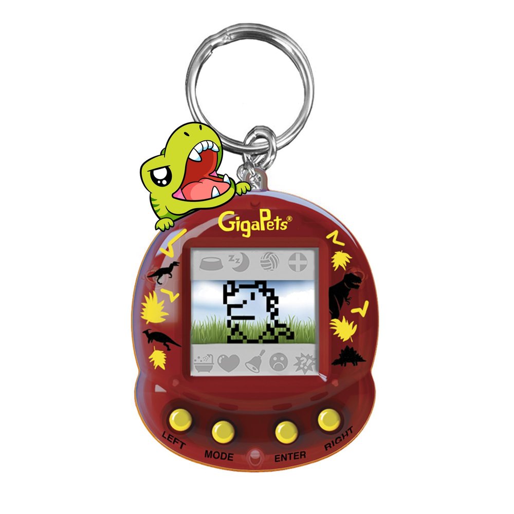 Giga Pet 2-in-1 T-Rex Dinosaur Virtual Pet for Kids, 90s Throwback Upgraded Collectors Edition, Animal Care Skills Through Play