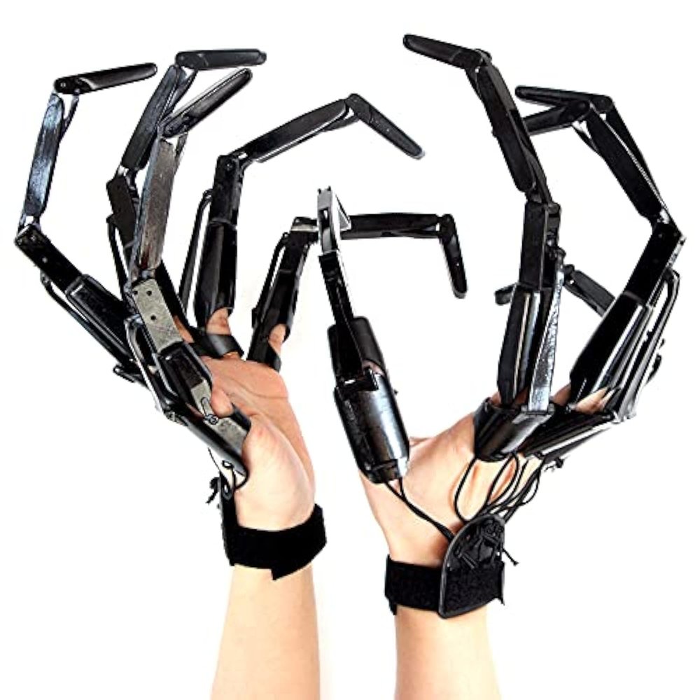 Halloween Articulated Finger Extensions,1 Pair Flexible Skeleton Hand Finger Puppets,for Birthday Christmas Cosplay Costumes(Black)