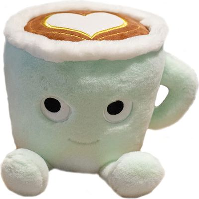 Cute Matcha Latte Coffee Cup Shaped Pillow Real-Life Green Tea Latte Coffee Stuffed Soft Plush Toys Doll (30CM, Pink)
