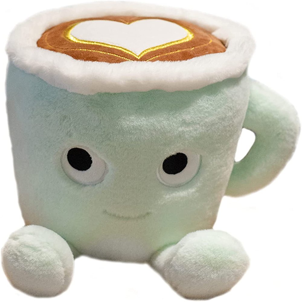 Cute Matcha Latte Coffee Cup Shaped Pillow Real-Life Green Tea Latte Coffee Stuffed Soft Plush Toys Doll (30CM, Pink)