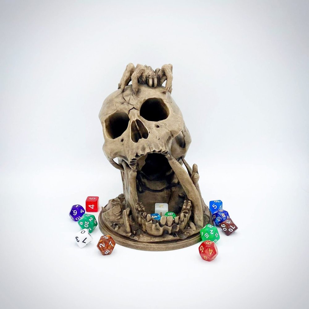 3D Printed Hand-Painted Desert's Kiss Skull Diorama Dice Tower