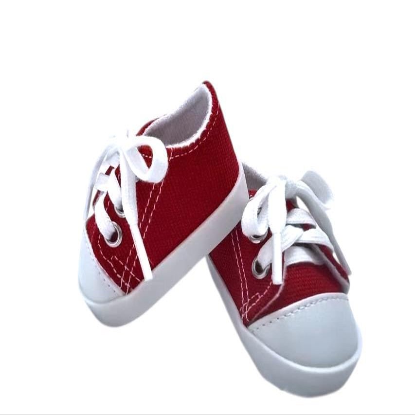 MBD 18 Inch Doll Shoes- Red Weighted and Fully Lined Canvas Shoes Fits Kennedy and Friends and All Other 18 Inch Dolls