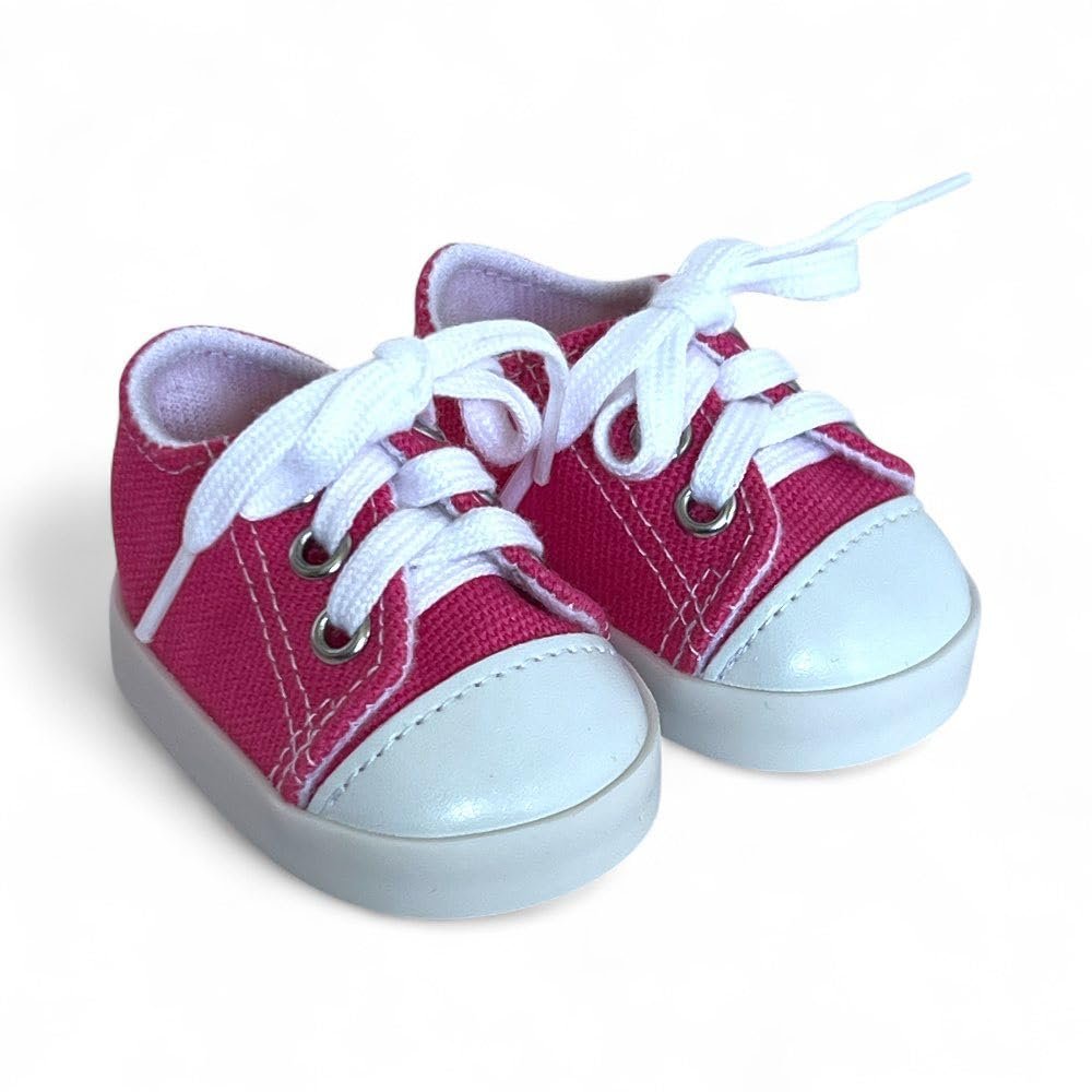 MBD Canvas Tennis Shoes Fits 18 Inch Dolls/ Kennedy and Friends Dolls- 2 Pack Shoes Dark Pink and White