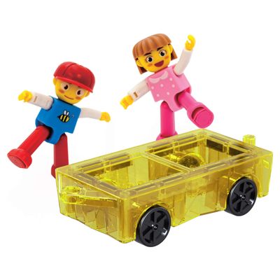 PicassoTiles Mini Magnetic Tiles Expansion Car Truck and Figures Play Set, Kids Building Magnet Bricks STEM & Learning Toys, Magnetic Add-ons, Car Toys, Toddler Preschool 3 years and up boys and girls