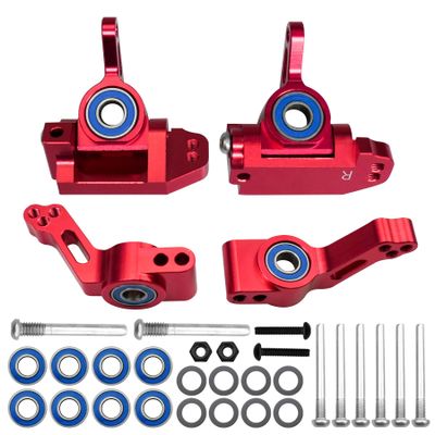 Front Caster Block & Steering Blocks & Rear Stub Axle Carriers Kit with Ball Bearings Upgrade RC Vehicle Parts for Traxxas 1/10 2WD Slash Stampede Rustler Nitro Slash, 3632 3736 3752 Aluminum Alloy