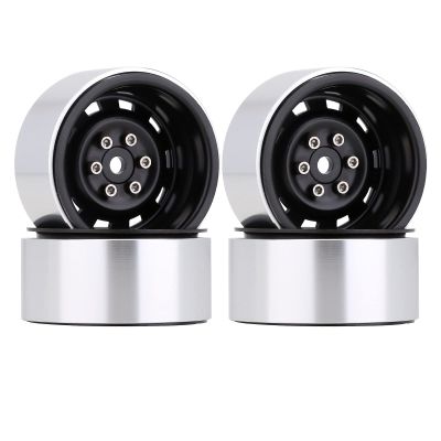 Negative Offset 3mm Metal 1.9" Beadlock Wheel Rim Hub for 1/10 RC Crawler Car Axial SCX10 90046 Traxxas TRX4 D90-4Pc Black