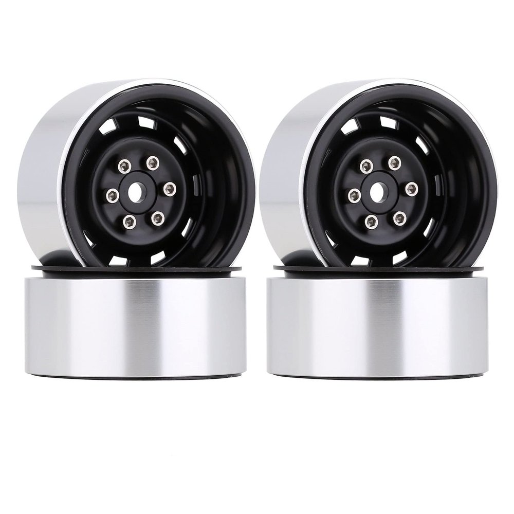 Negative Offset 3mm Metal 1.9" Beadlock Wheel Rim Hub for 1/10 RC Crawler Car Axial SCX10 90046 Traxxas TRX4 D90-4Pc Black