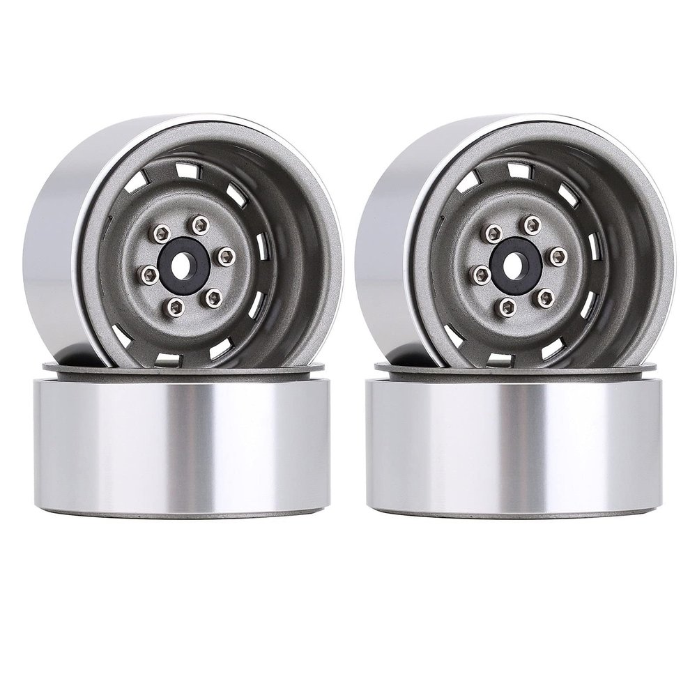 Negative Offset 3mm Metal 1.9" Beadlock Wheel Rim Hub for 1/10 RC Crawler Car Axial SCX10 90046 Traxxas TRX4 D90-4Pc Gray