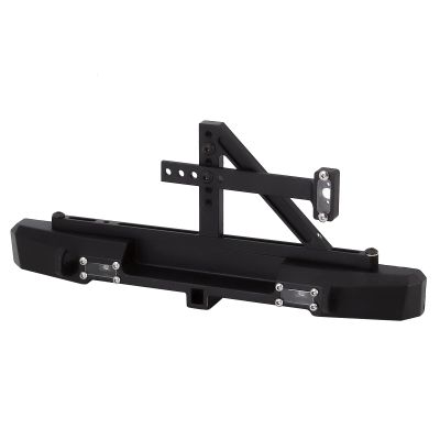 Metal Rear Bumper with LED Lights for 1:10 RC Crawler Car Axial SCX10 90046 Traxxas TRX4-1 Set Black