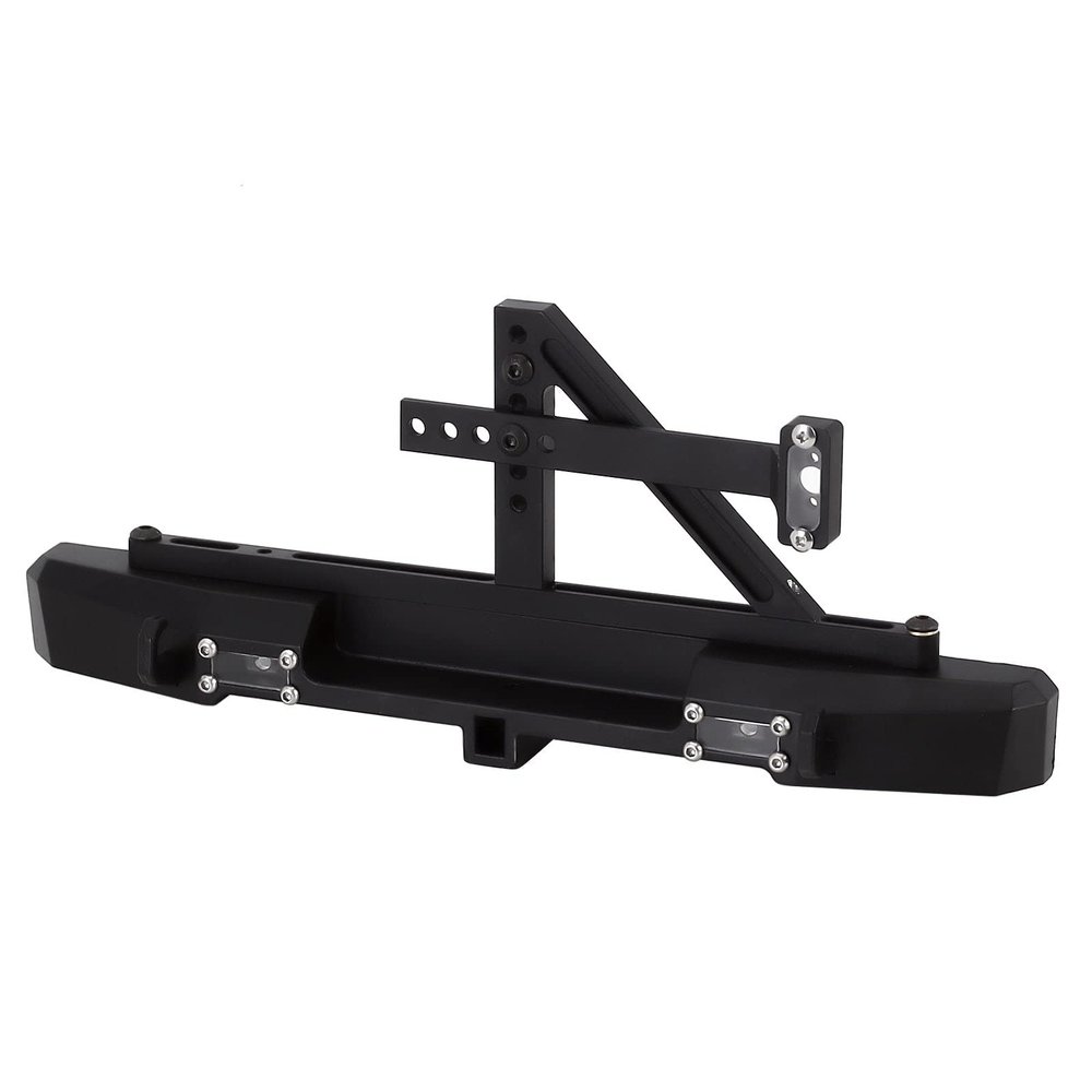 Metal Rear Bumper with LED Lights for 1:10 RC Crawler Car Axial SCX10 90046 Traxxas TRX4-1 Set Black