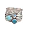 925 Sterling Silver Spinner Ring Wide Band Ring natural Gemstone Blue Topaz & Moonstone Spinner Ring, Fidget Spinner Ring, Anxiety Ring (11) view 1