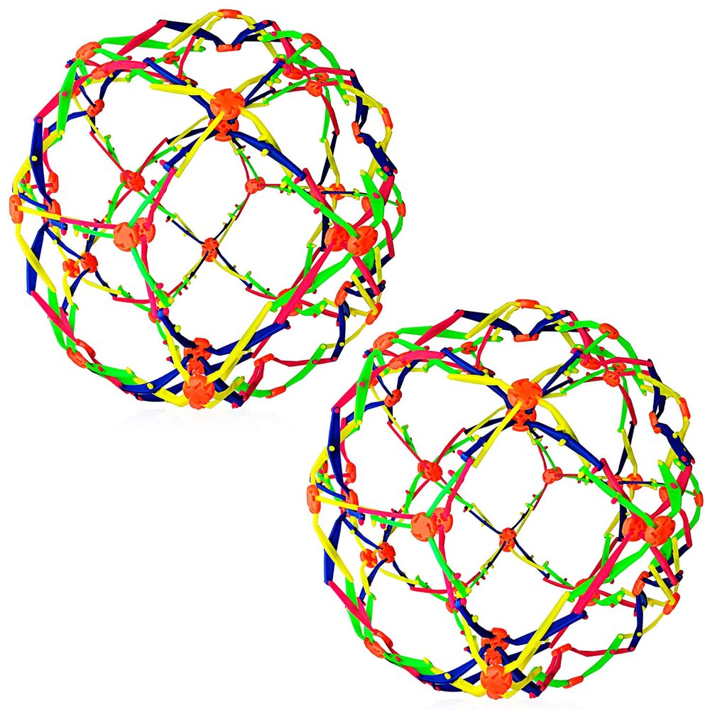ArtCreativity Expandable Breathing Ball Pack of 2, Hoberman Sphere for Kids & Adults, Stress Reliever Fidget Toy for Yoga Anxiety Relaxation Autistic Children, Party Favor for Boys & Girls (6"-12")