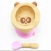 NOVEM OM Suction Bowls for Baby- Bamboo set- LED Weaning Spoons- BPA Free - Toddler bowl and spoon set- Pink view 1