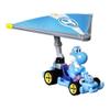 Hot Wheels Mario Kart 1:64 Scale Die-cast Light-Blue Yoshi in Pipe Frame Kart with Super Glider view 1