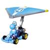 Hot Wheels Mario Kart 1:64 Scale Die-cast Light-Blue Yoshi in Pipe Frame Kart with Super Glider view 2