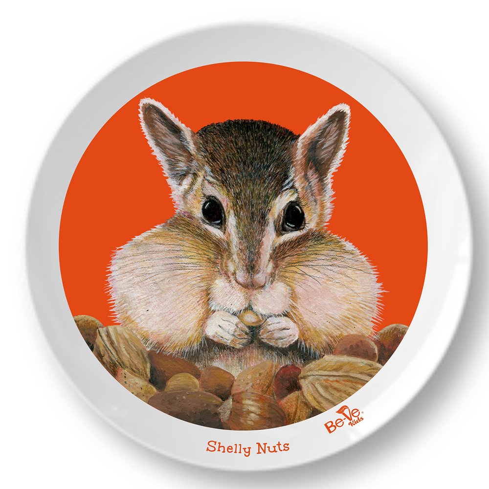 Life-like 10" Chipmunk Plate for Children. Meet Shelly Nuts! Made in the USA, BPA-Free, Break Resistant Durable Unisex Kids & Toddler Dish. Fun Animal Lover Vegan Gift!