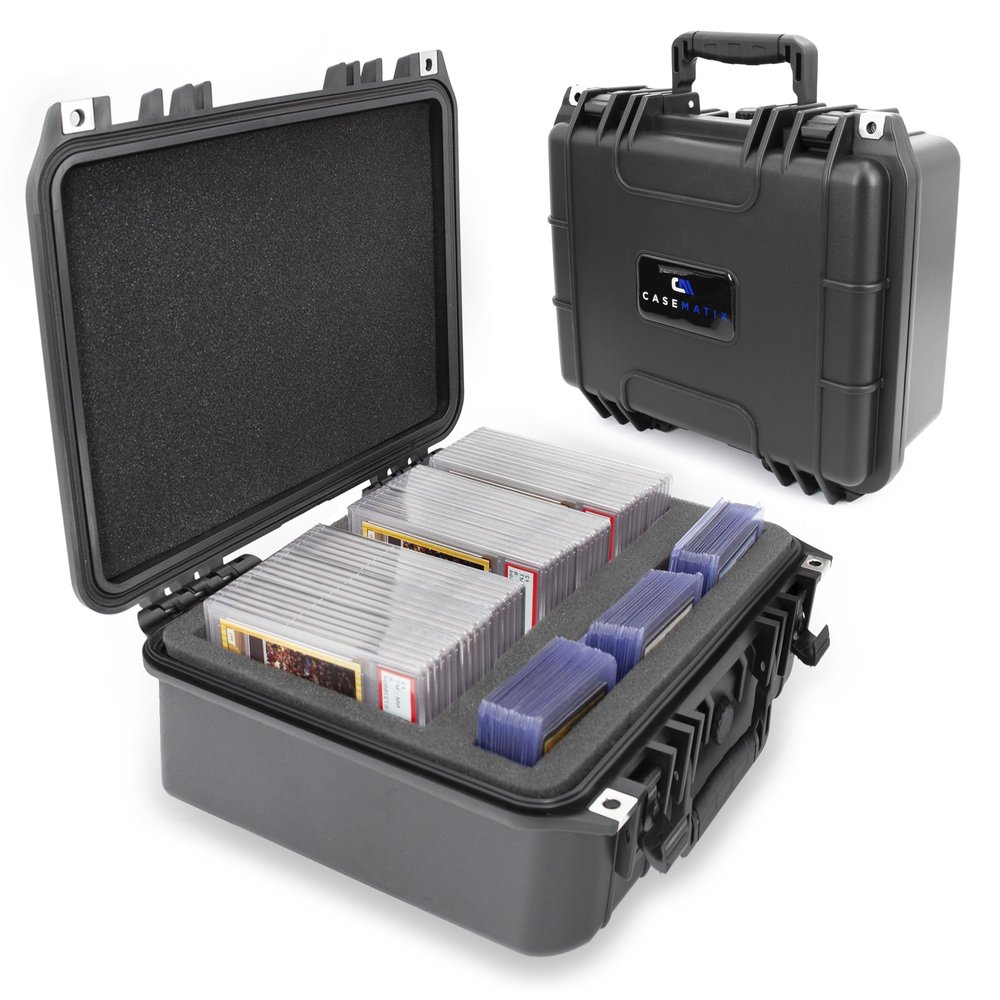 CASEMATIX Graded Card Storage Box For 40 BGS CSG PSA Graded Sports Trading Cards, IPX7 Waterproof Graded Card Case Holder With Top Loaders Card Storage or One Touch