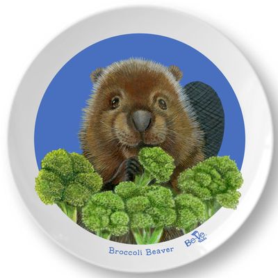 Life-like 10" Beaver Plate for Children. Meet Broccoli Beaver! Made in the USA, BPA-Free, Break Resistant Durable Unisex Kids & Toddler Dish. Fun Animal Lover Vegan Gift!