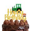 Green Farm Vehicle Car Cake Topper.Tractor Happy Birthday Cake Decor,Construction Dump Truck Themed For Kids Boy Girl Happy Birthday, Farm Theme Happy Birthday Party Decorations view 1
