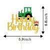 Green Farm Vehicle Car Cake Topper.Tractor Happy Birthday Cake Decor,Construction Dump Truck Themed For Kids Boy Girl Happy Birthday, Farm Theme Happy Birthday Party Decorations view 2