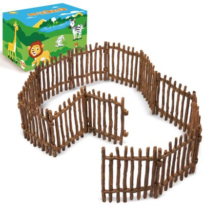 EYSCOTA Realistic Toy Fence, Large Corral Fencing Panel Accessories Playset, Farm Fence Toys for Barn Paddock Horse Stable Horses Figurines, Christmas Birthday Gift for Kids Toddler