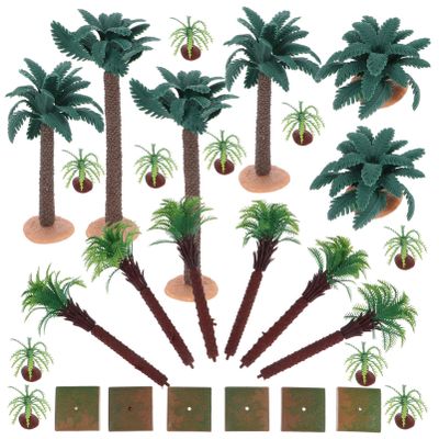 22pcs Microscopic Plant Ornaments Palm Tree Model Simulation Miniature Tree Diorama s Train Model Fake Tropical Palm Sand Tray Miniatures DIY Crafts Plastic Cake Bonsai