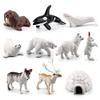 NatureMan Mini Arctic Animals Toys Set 10PCS Polar Animal Figurines Toy PlaysetIncludes Polar Bear Seal Reindeer Wolf Rabbit Arctic Fox Igloo for Toddlers Birthday Gift view 1