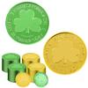 SpinLaLa St. Patrick's Day Gold Coins - 100 Pieces Gold Green Lucky Coins Plastic Shamrock Leprechaun Coins, 3-Leaf Clover Coin for Party Decoration Favors view 1