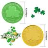 SpinLaLa St. Patrick's Day Gold Coins - 100 Pieces Gold Green Lucky Coins Plastic Shamrock Leprechaun Coins, 3-Leaf Clover Coin for Party Decoration Favors view 2