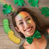 SpinLaLa St. Patrick's Day Gold Coins - 100 Pieces Gold Green Lucky Coins Plastic Shamrock Leprechaun Coins, 3-Leaf Clover Coin for Party Decoration Favors view 3