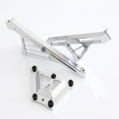 GTBRacing CNC Aluminum LOSI 5ive-T Top Chassis Plate/Front & Rear Chassis Bracket Support Brace Set for 1:5 RC Car LOSI 5T Upgrade Parts (Silver)