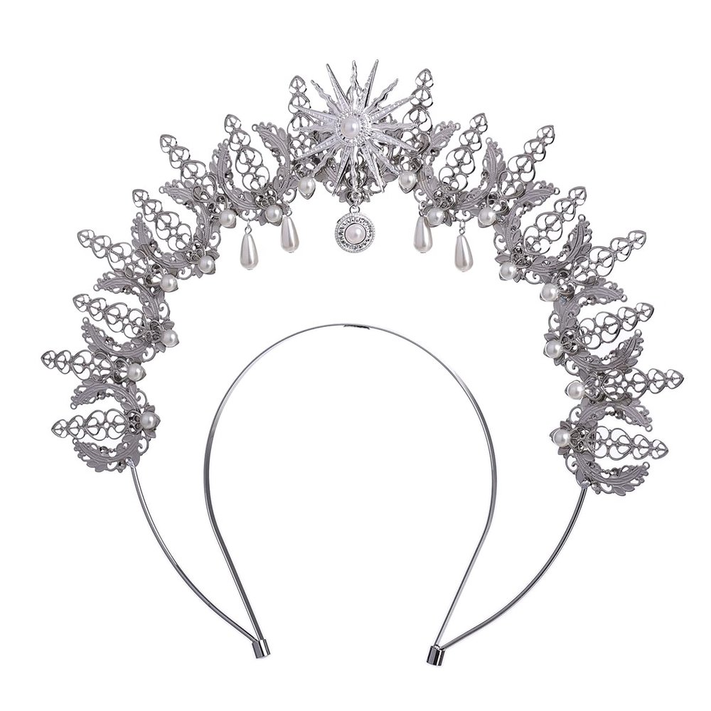 BLESSUME Halo Crown Mary Goddess Headband Women Halloween Costume Headpiece (Silver B)