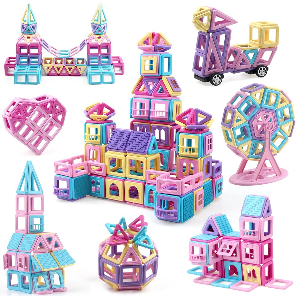 AOMIKS Magnetic Blocks for Kids 173 Piece Mini Magnetic Building Tiles 3D Building Blocks Educational STEM Toys for Girls and Boys Ages 3 4 5 6 7 8 Years Old Birthday Gift