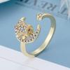 COLORFUL BLING Fidget Sunflower Evil Eye Daisy Spinner Stackable Rings Bee Butterfly Adjustable Open Rotatable CZ Cubic Zirconia Anti Stress for Women Wedding Jewelry-Gold Moon view 2