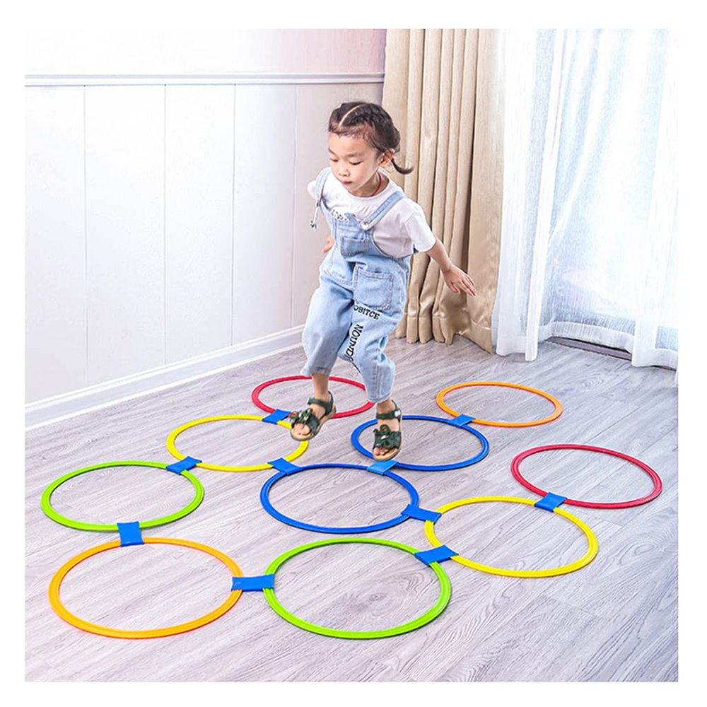 Hopscotch Ring Game Children's Hopscotch Game Set, Parent-Child Interactive Toys, Can Be Assembled at Will (Color : Diameter, Size : 38cm)