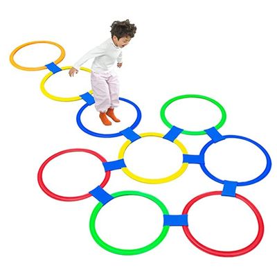 Hopscotch Ring Game Color Children's Hopscotch Circle Game Set, Indoor and Outdoor Balance Training Toys (Size : Large)