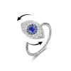 COLORFUL BLING Fidget Sunflower Evil Eye Daisy Spinner Stackable Rings Bee Butterfly Adjustable Open Rotatable CZ Cubic Zirconia Anti Stress for Women Wedding Jewelry-Evil Eye view 1