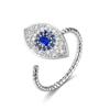 COLORFUL BLING Fidget Sunflower Evil Eye Daisy Spinner Stackable Rings Bee Butterfly Adjustable Open Rotatable CZ Cubic Zirconia Anti Stress for Women Wedding Jewelry-Evil Eye view 2