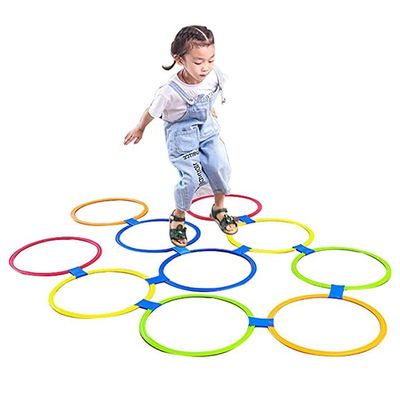 Hopscotch Ring Game Carnival Children's Hopscotch Game, Home Kindergarten Sense Integration Training Agility Circle (Color : Diameter, Size : 38cm)