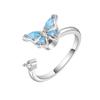 COLORFUL BLING Fidget Sunflower Evil Eye Daisy Spinner Stackable Rings Bee Butterfly Adjustable Open Rotatable CZ Cubic Zirconia Anti Stress for Women Wedding Jewelry-Butterfly view 1