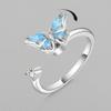 COLORFUL BLING Fidget Sunflower Evil Eye Daisy Spinner Stackable Rings Bee Butterfly Adjustable Open Rotatable CZ Cubic Zirconia Anti Stress for Women Wedding Jewelry-Butterfly view 2
